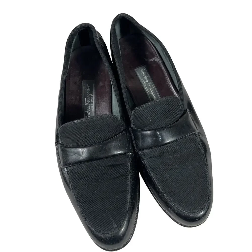 Salvatore Ferragamo Made in Italy Patent Grosgrain Vamp‎ Formal Loafer 8D